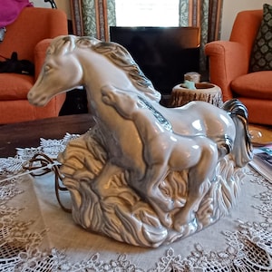 Mid-century California pottery horse tv lamp