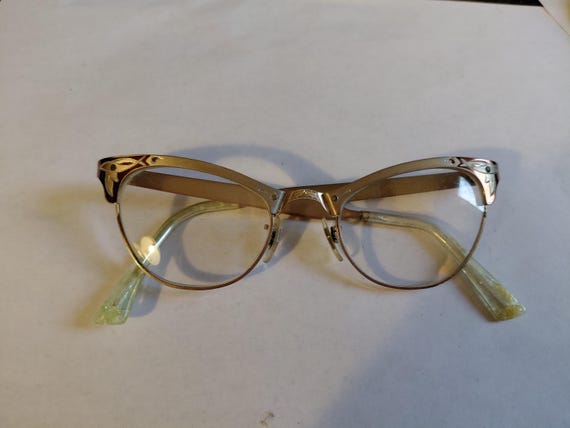 Vintage 12kt GF cat eye glasses - image 1