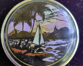 Reversed Painted over Butterfly Wings Compact vintage