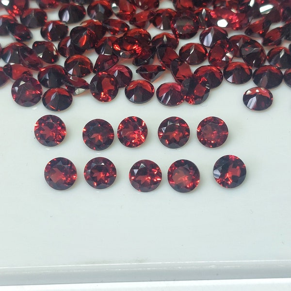 Natural Mozambique Red Garnet Round cut 6mm Faceted - Loose Garnet AAA Top Quality