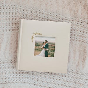 Wedding Album with Linen Cover, Photo Window and Writing Space