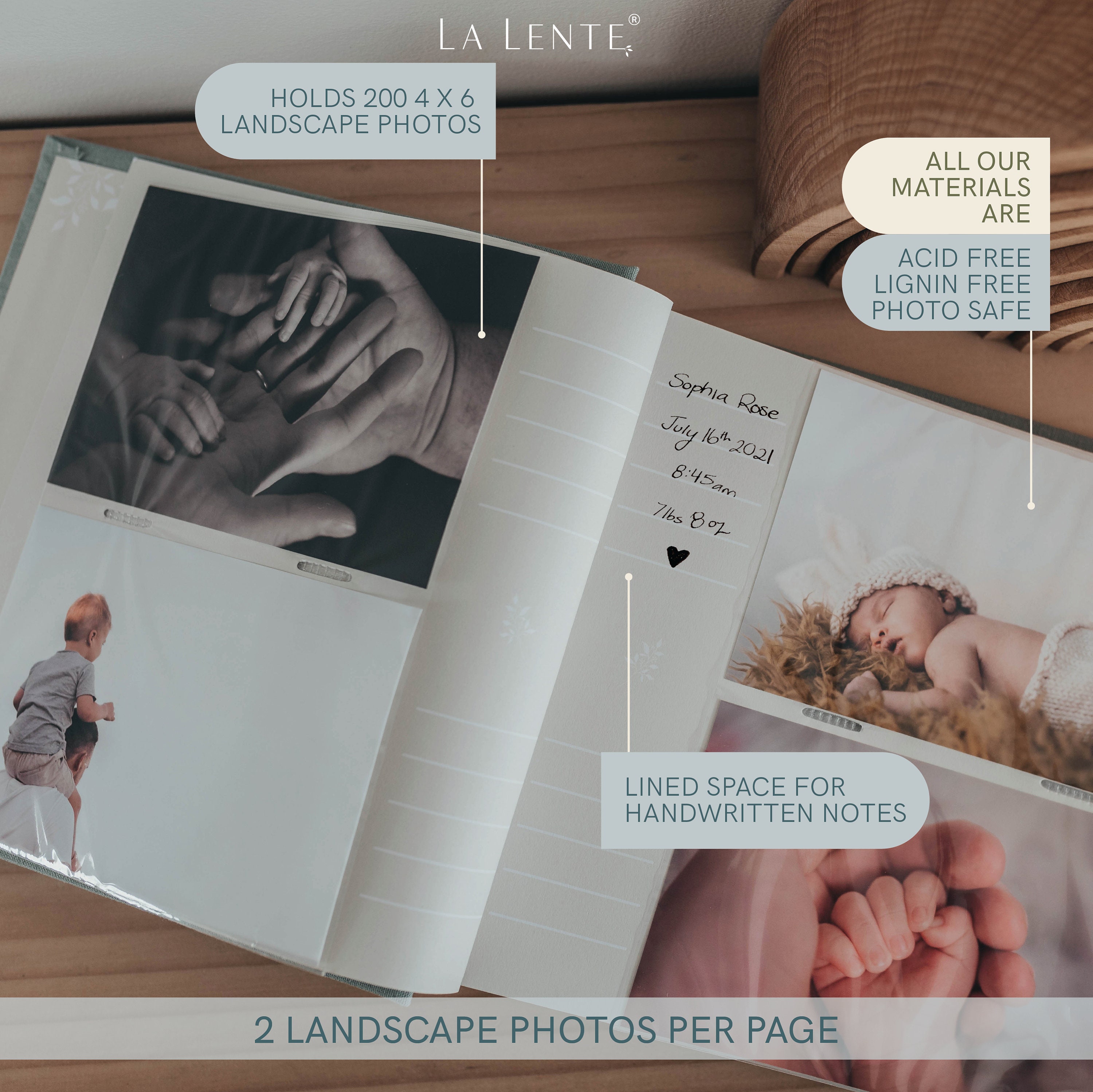 La Lente Photo Albums for 4x6 Photos Holds 500 | Premium Photo Album | Photo Album with 500 Picture Pockets | Acid Free Photo Album Fo