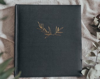 Large Photo Album with 500 4x6 pockets - 13.75"x13.5" - Black with Gold Stamping