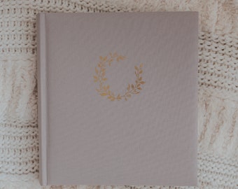 Linen Scrapbook Photo Album - Large 13” x 12” for Multiple photo sizes 4x6, 5x7, 6x8, 8x10, 10x12 - Writing space for notes - TAUPE