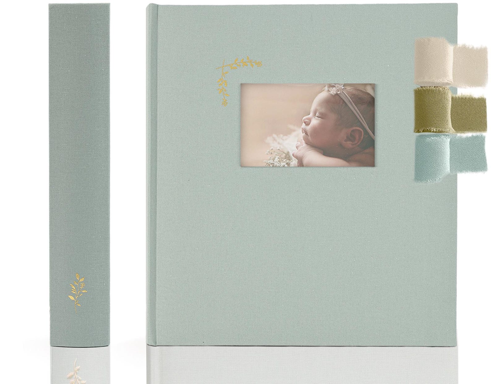 Linen Scrapbook Photo Albums: Holds Multiple Photo Sizes with Writing Space - 13.2" x 12" - 100pgs, Blue