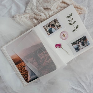 Linen Scrapbook Photo Album Large 13 x 12 for Multiple photo sizes 4x6, 5x7, 6x8, 8x10, 10x12 Writing space for notes OAT WHITE image 9
