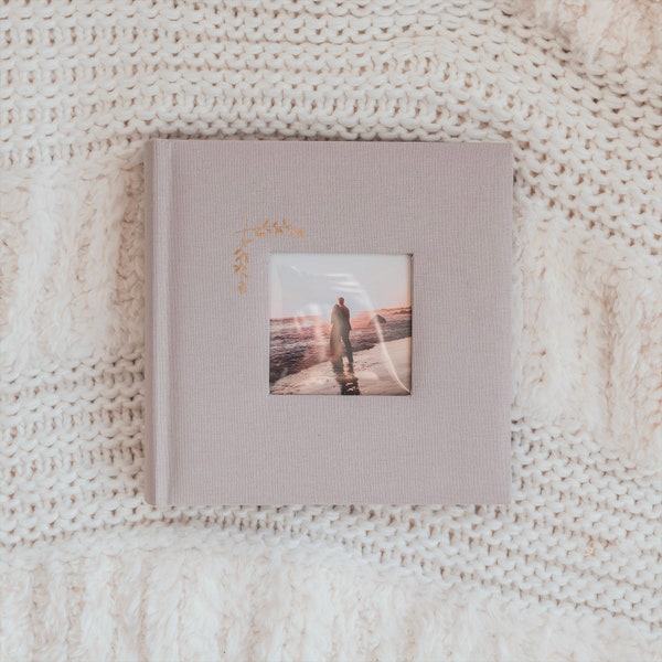 Linen Photo Album with Window 8.6" x 8.6" - 200 Pockets for 4x6 photos plus writing space - TAUPE