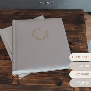 Linen Scrapbook Photo Album Large 13 x 12 for Multiple photo sizes 4x6, 5x7, 6x8, 8x10, 10x12 Writing space for notes TAUPE image 2