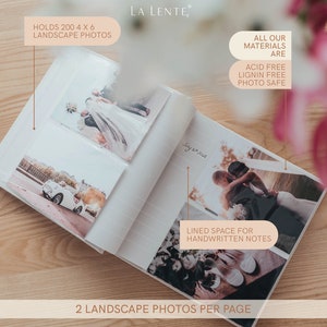 Linen Photo Album 8.6 x 8.6 200 Pockets for 4x6 photos plus writing space Black with Gold Stamping image 3