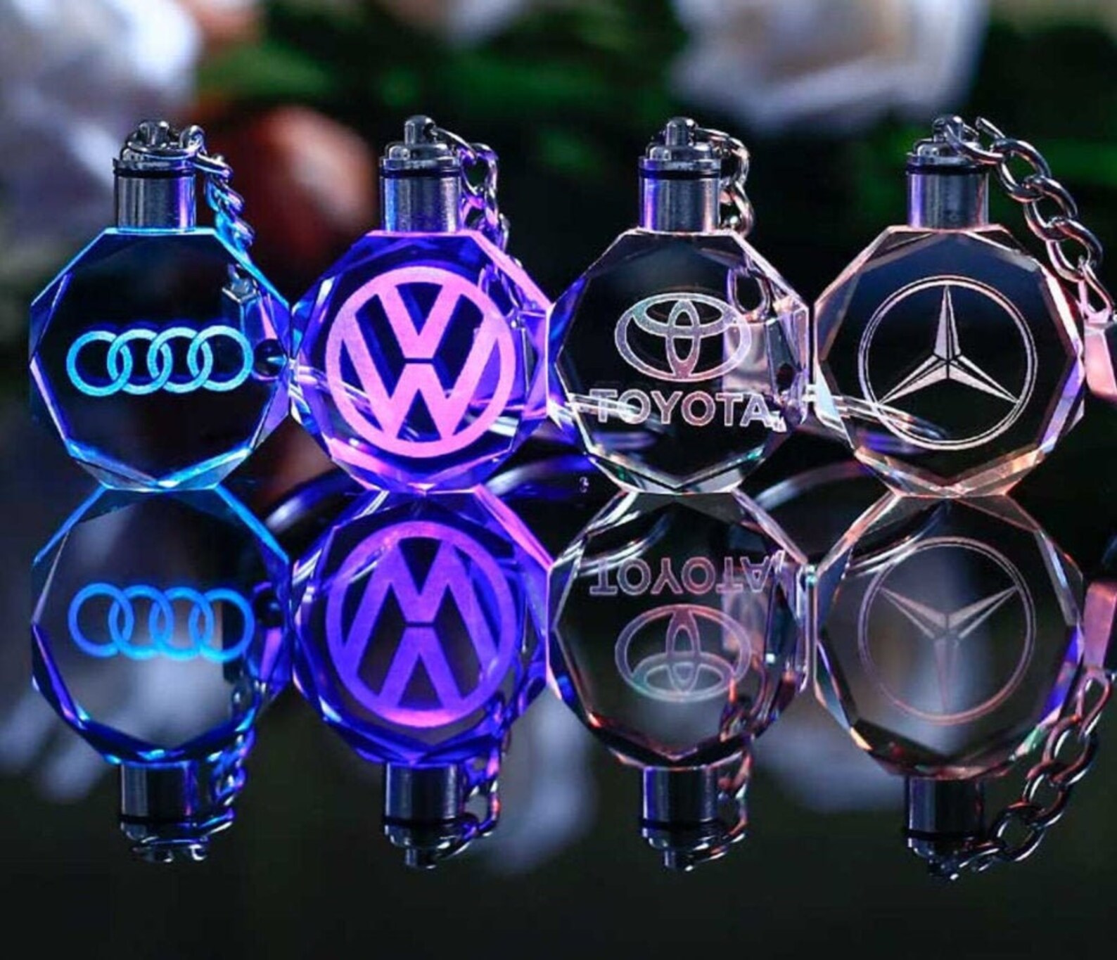 3D Crystal LED Car logo Keychain Birthday Gift Etsy