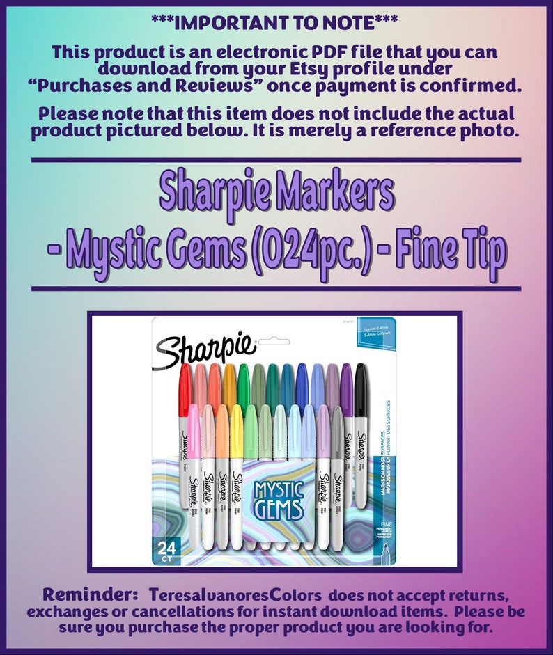 Swatch Form: Sharpie Markers - Mystic Gems (024pc.) - Fine Tip (black ...