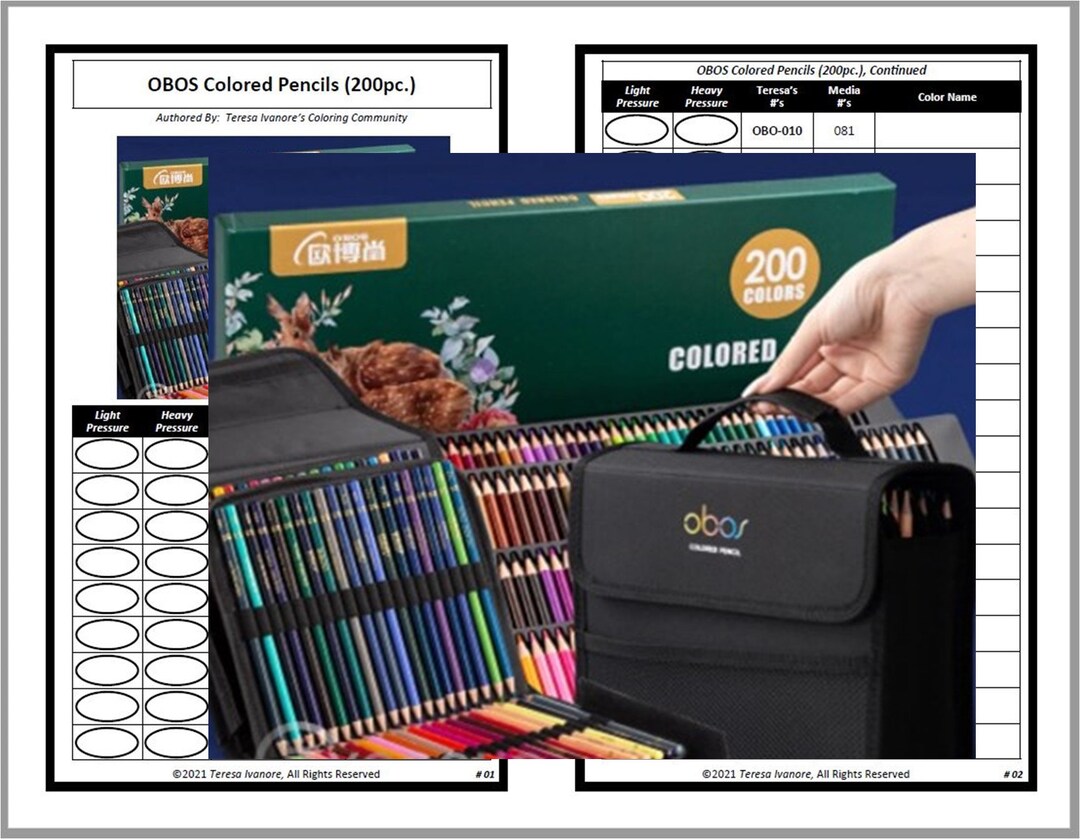 Swatch Form /color Chart For OBOS Colored Pencils 200pc. Etsy