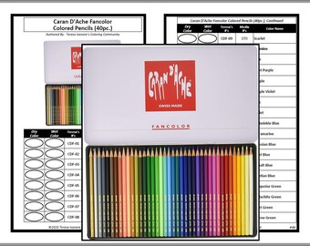 Swatch Form /Color Chart for: Caran D'Ache Fancolor Color Pencils (40pc.)