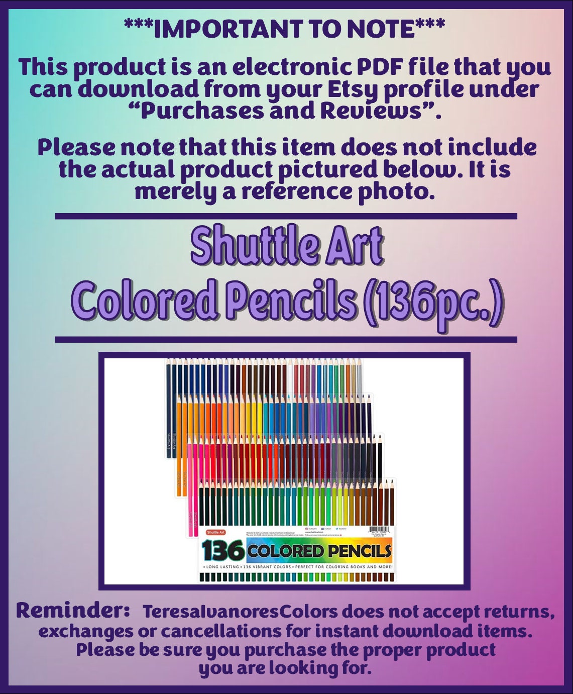 Swatch Form: Shuttle Art Colored Pencils 136pc. (Instant Download) 