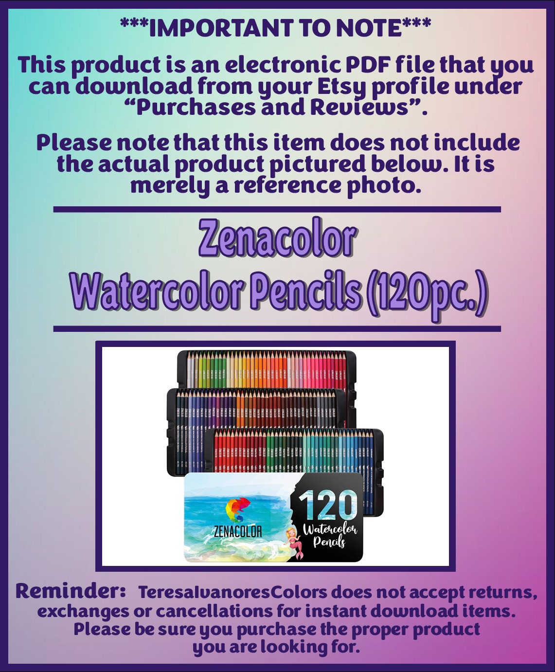 Swatch Form Zenacolor Watercolor Pencils 120pc. Etsy Finland