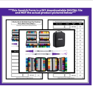 Swatch Form: Ohuhu Water-Based Markers - Maui Series (160pc.) - Original Brush-Fineliner (Black and White Version)