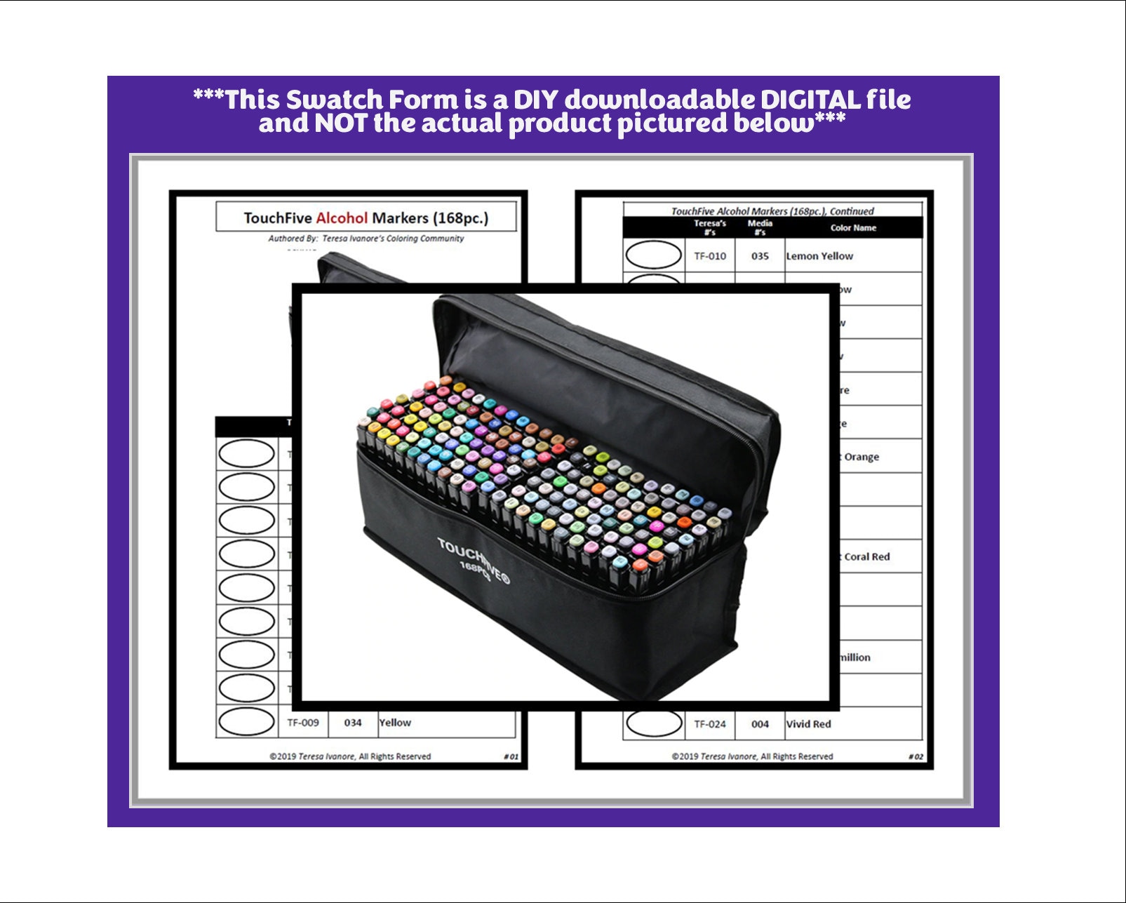 Swatch Form: Hethrone Alcohol Markers 72pc. 