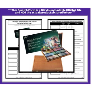 Puede incluir: Una caja de madera que contiene 72 pasteles suaves Mungyo Gallery Artist. La caja está abierta y los pasteles son visibles. La caja está etiquetada como "Artists' Soft Pastels" y "Mungyo Gallery Artist Soft Pastels (MPV Series) (072pc.)".