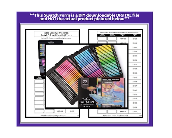 Swatch Form Indra Creative Colored Pencils 072pc. 0378 Macaron Pastel black White Version Etsy Canada