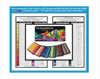 Condensed Color Chart for:  Prismacolor Premier Pencils (150pc.) - Includes Colored Version