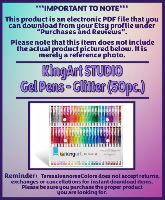 Swatch Form: Kingart® STUDIO Glitter Gel Pens 50pc. 
