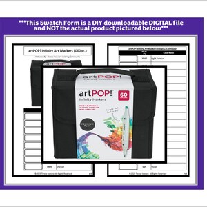 May include: A black case with a white label that says "artPOP! Infinity Markers" and "60 Colors". The case is open and shows a variety of colored markers. The label also says "Bold & Blendable Alcohol-Based Ink Dual-Ended Tips Premium Plus".