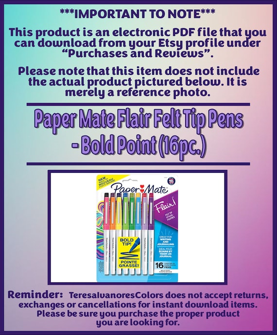 Paper Mate Flair Filzstifte – 12 Stück, Bold B, Für Kräftige Linien & Markierungen