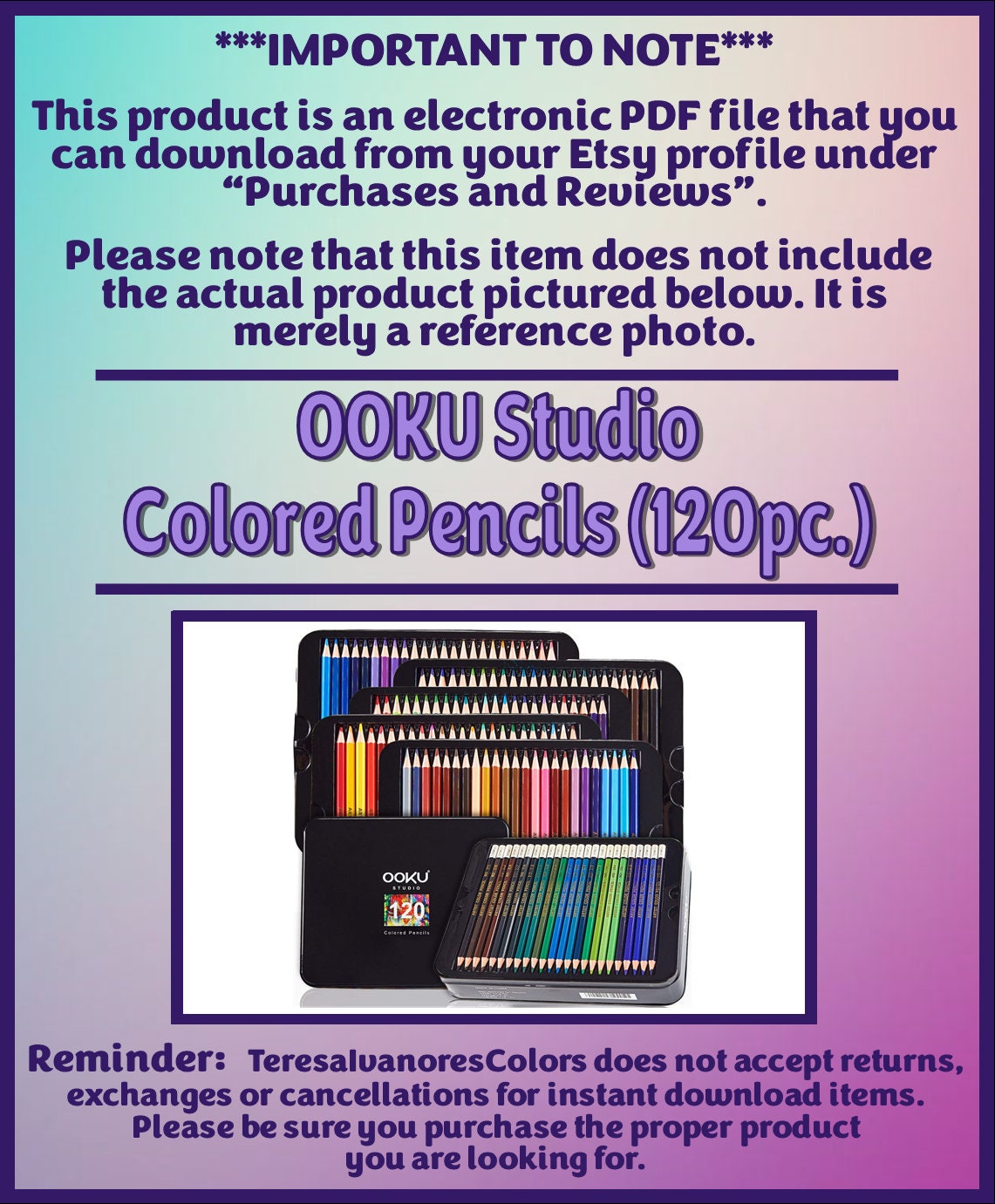 Swatch Form: OOKU Colored Pencils (120pc.) (black & White Version