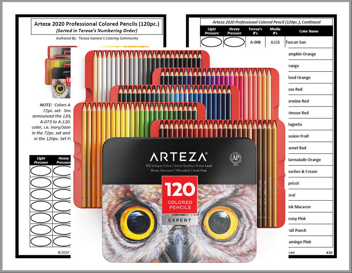 Swatch Form /color Chart For Arteza 2020 Professional Colored Etsy