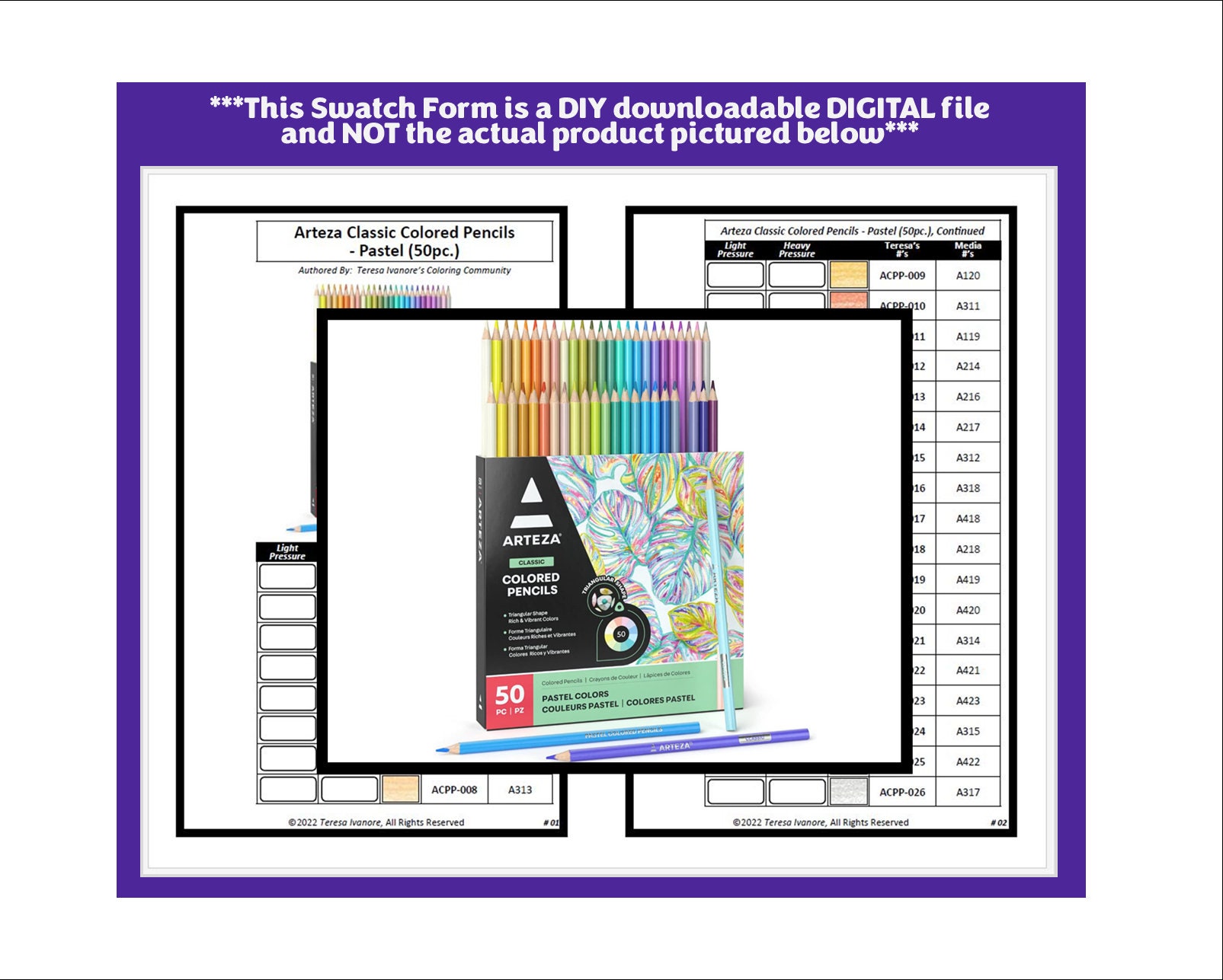 100 Colored Pencils Swatch Chart 