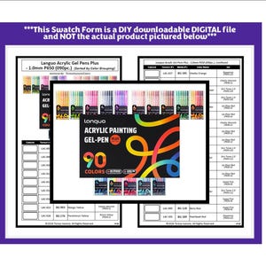 Swatch Form: Languo Acrylic Gel Pens Plus - 1.0mm P650 (090pc.) - Sorted By Color Grouping