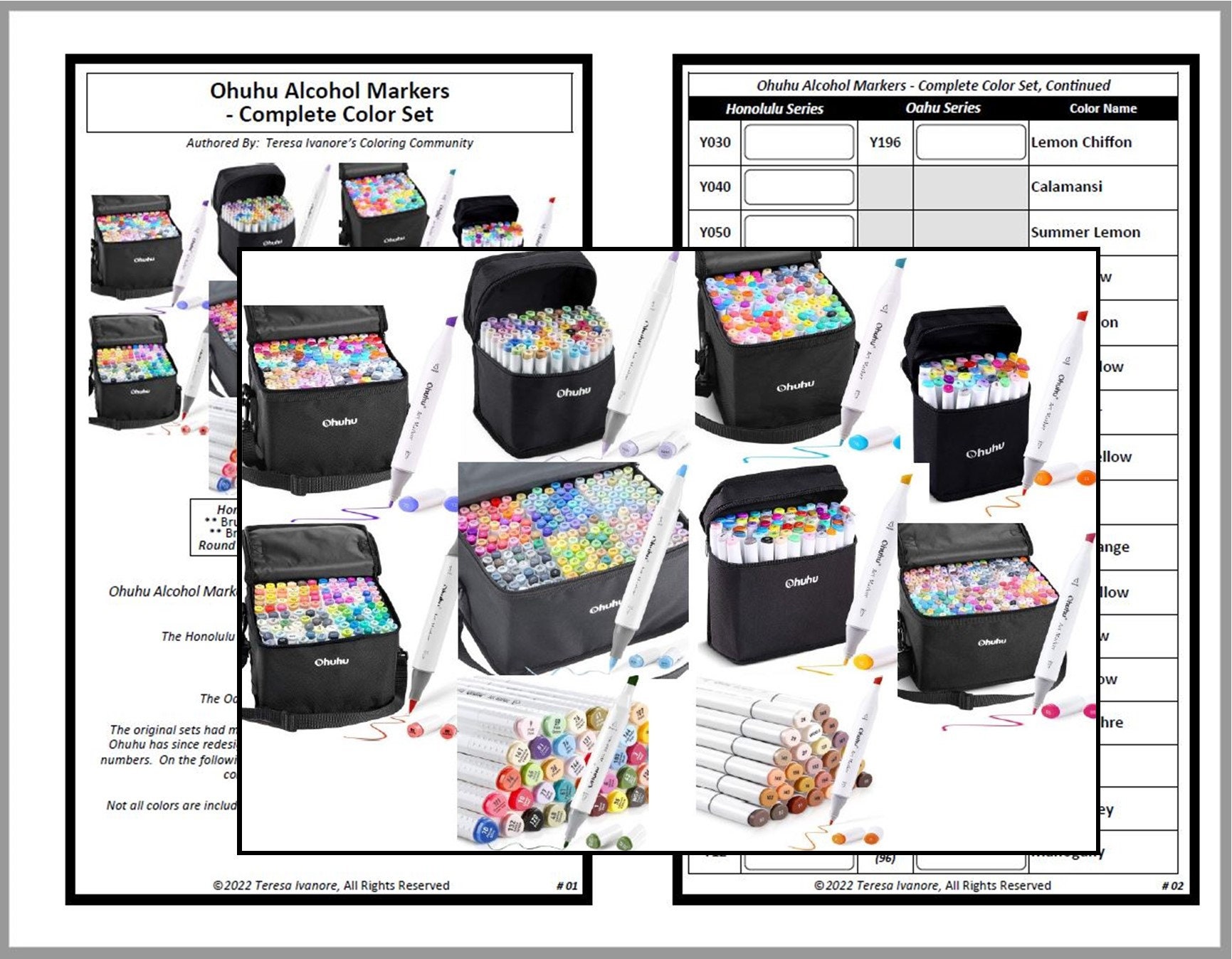 Swatch Form: Ohuhu Alcohol Markers Complete Color Set - Etsy UK