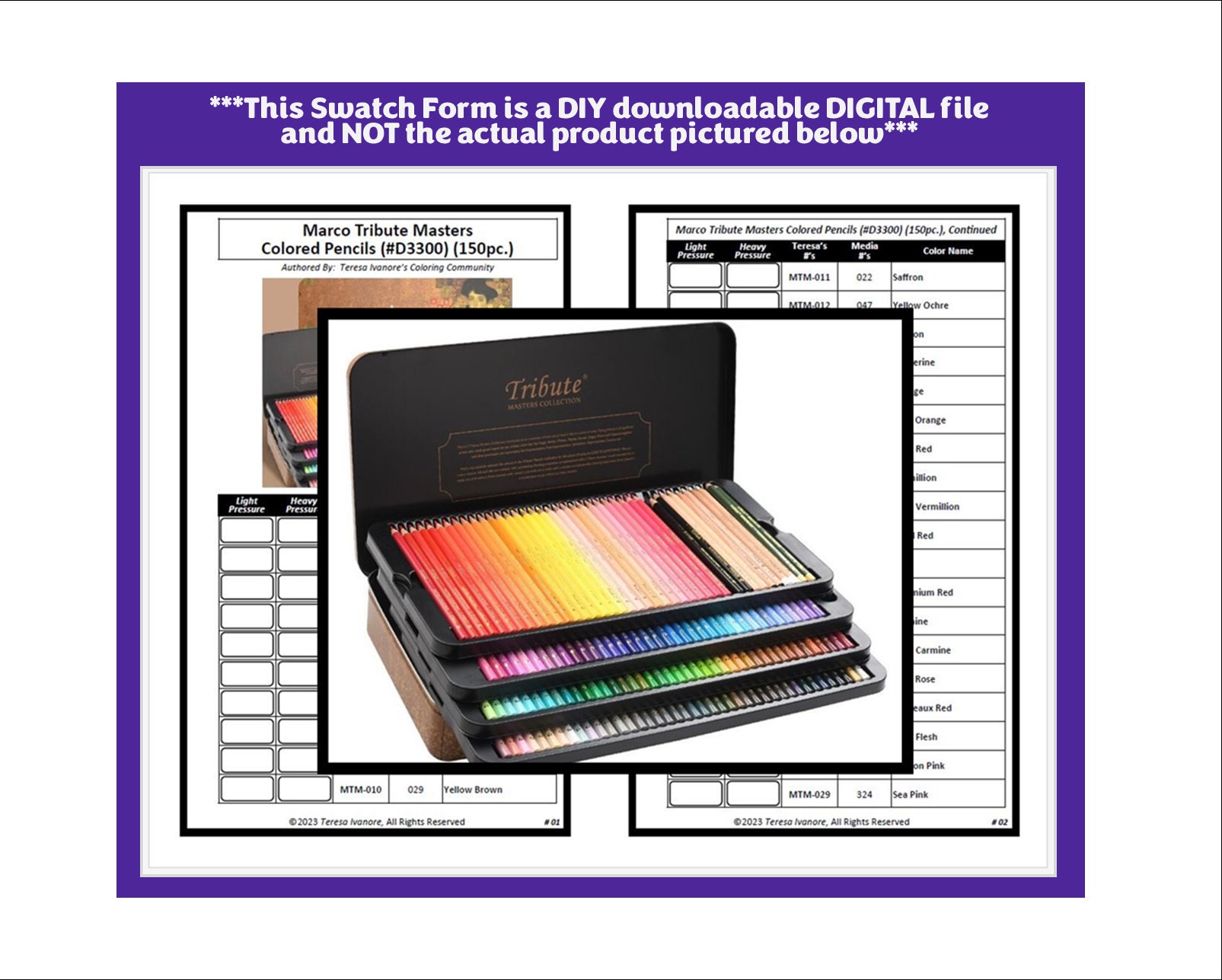 Swatch Form: Marco Tribute Masters Colored Pencils Collection