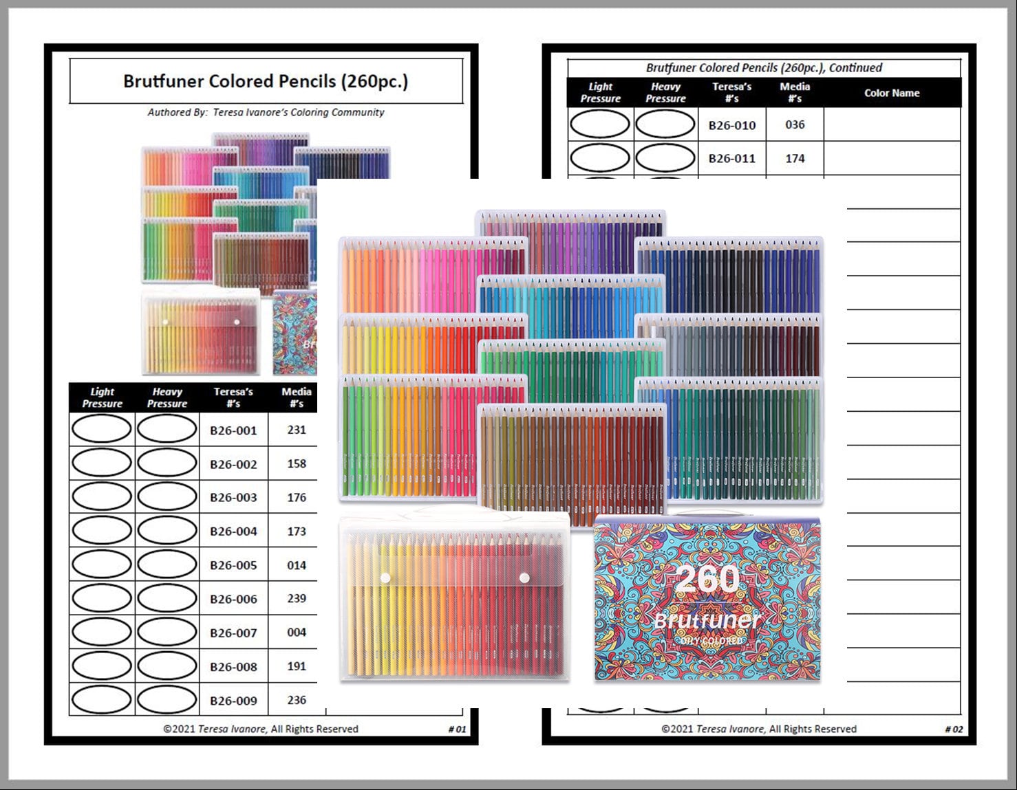 Swatch Form /color Chart For Brutfuner Colored Pencils Etsy Canada
