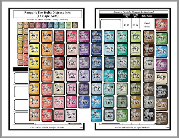 Swatch Form /color Chart For: Ranger's Tim Holtz Distress - Etsy