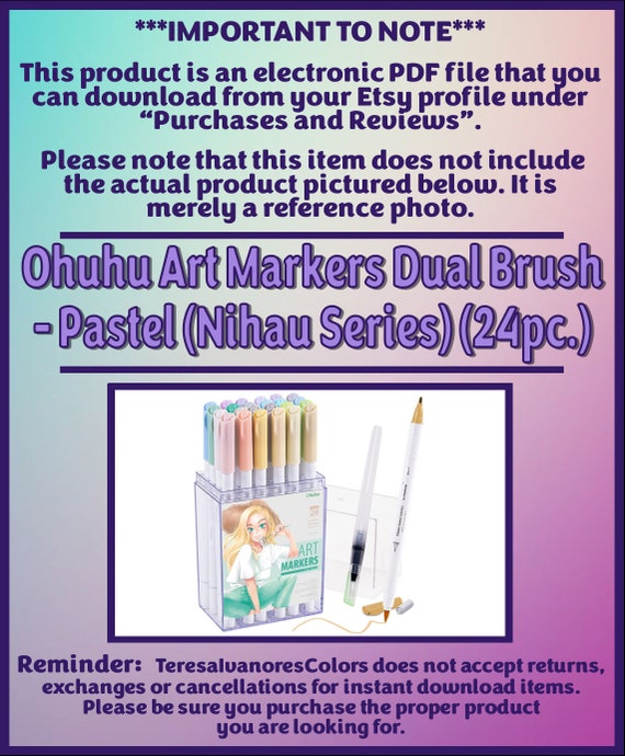 Swatch Form: Ohuhu Dual Brush Water Based Art Markers Pastel 024pc. 