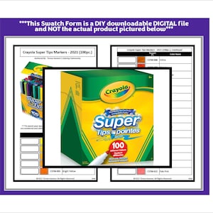 Crayola Color Chart 100 Color Swatch Chart 8 Set DIY Digital PDF File  Download & Print at Home Crayola Super Tips Color Chart Labels 