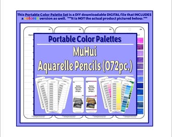 【ほぼ未使用】MuHui 水溶性色鉛筆 72色 カラーパレットカード：MuHui 水彩色鉛筆（72色）（カラーバージョン