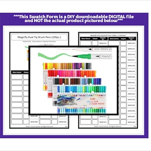 May include: A set of 100 dual tip brush pens with a variety of colors. The pens are arranged in a grid pattern and labeled with their corresponding color numbers. The text "100 Dual Tip Brush Pens" is printed on the packaging.