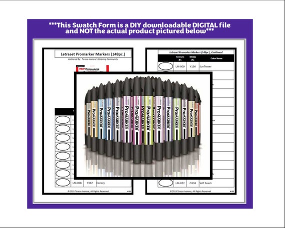 Swatch Form Letraset Promarker Markers 148pc. Etsy