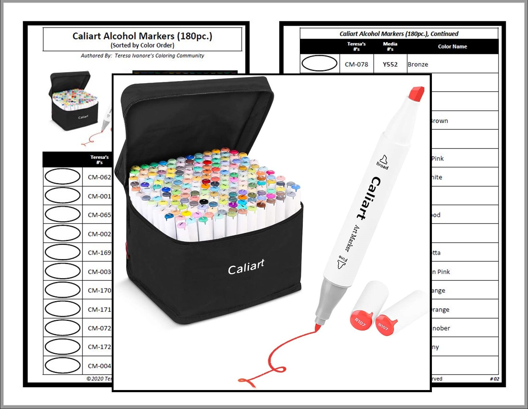 Swatch Form /color Chart For: Caliart Alcohol Markers New , 57% OFF