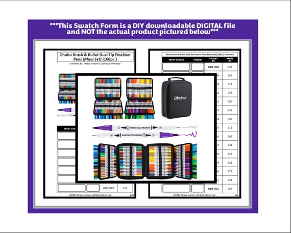 Swatch Form: Ohuhu Brush & Bullet Fineliner Pens maui Set 160pc. 