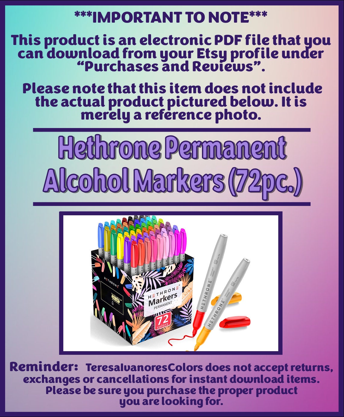 Swatch Form: Hethrone Alcohol Markers 72pc. 