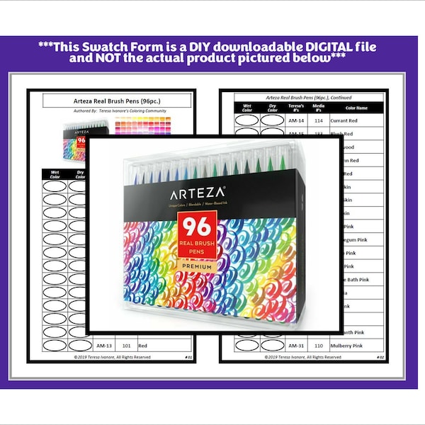 Swatch Form: Arteza Real Brush Pens (96pc.)