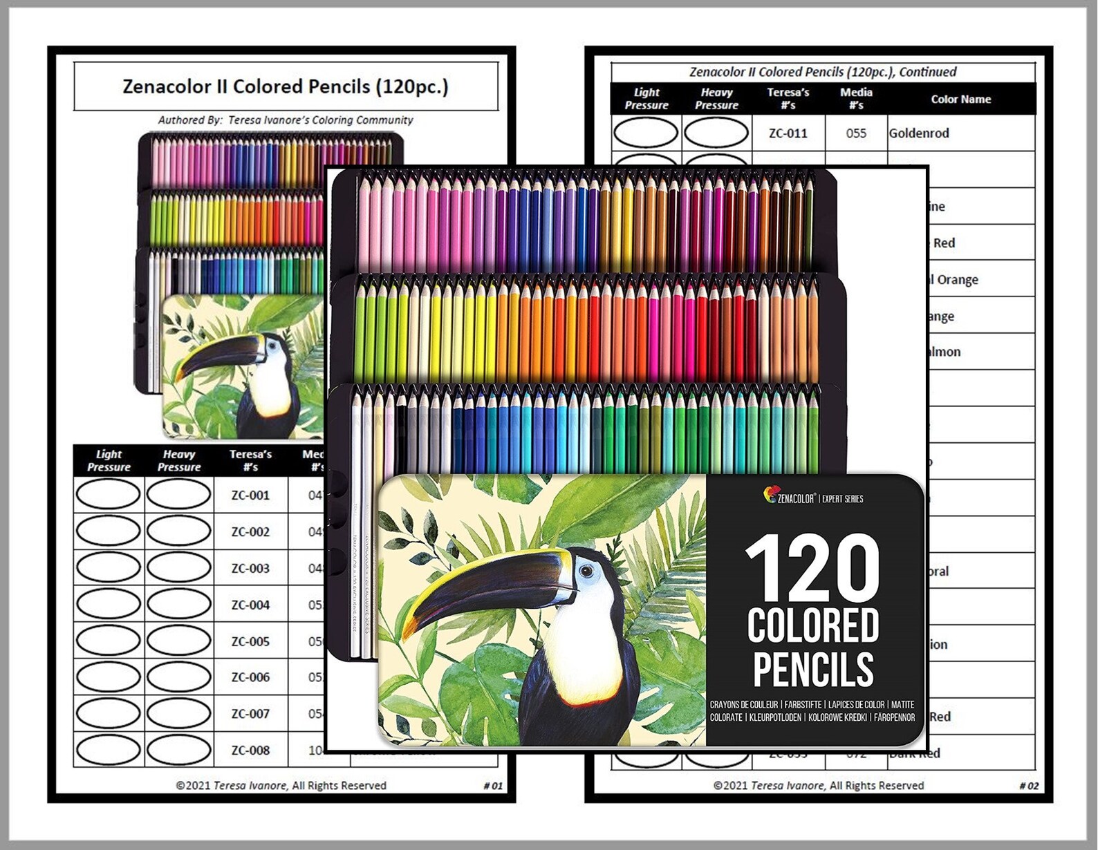 Swatch Form /color Chart For Zenacolor II Colored Pencils Etsy Australia
