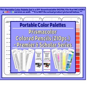 Tarjetas de paleta de colores: Lápices de colores Prismacolor (210 piezas) - Serie Premier y Scholar (versión de color incluida)