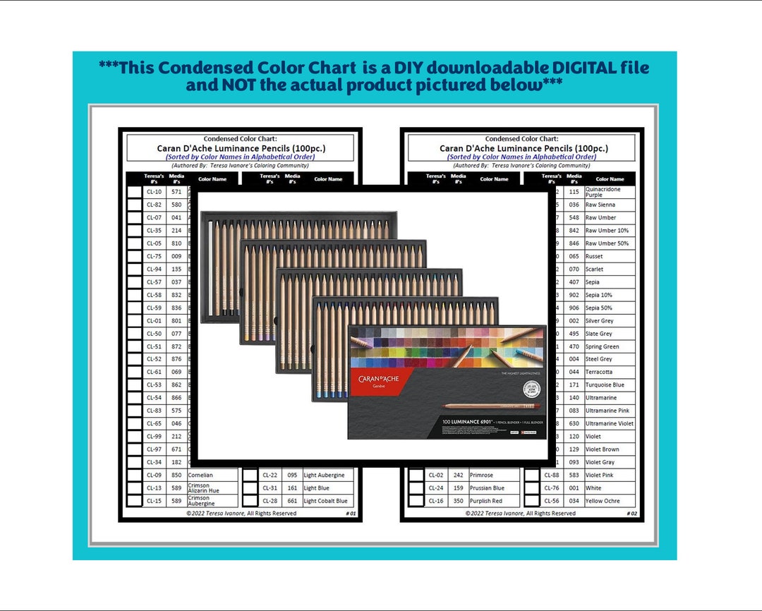 Condense Color Condensed Chart: Caran D'ache Luminance Pencils (100pc.) (black & White ...