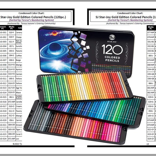 Color Chart Sj Star Joy Colored Pencils Etsy