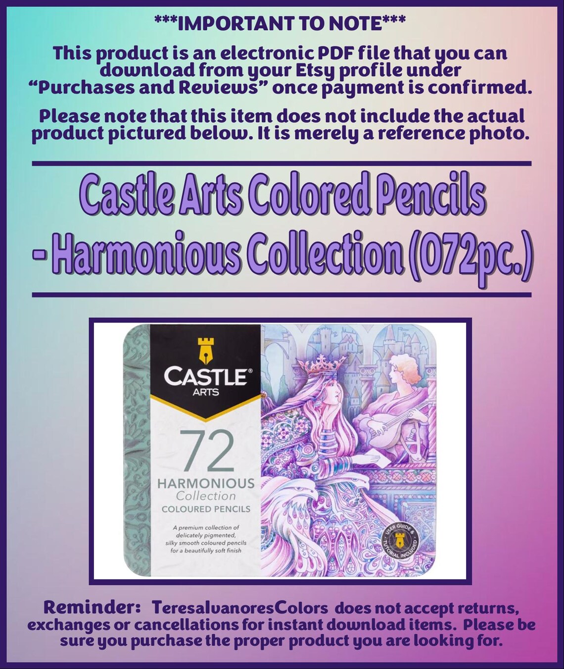 Color Palette Cards: Castle Arts Colored Pencils - Harmonious ...