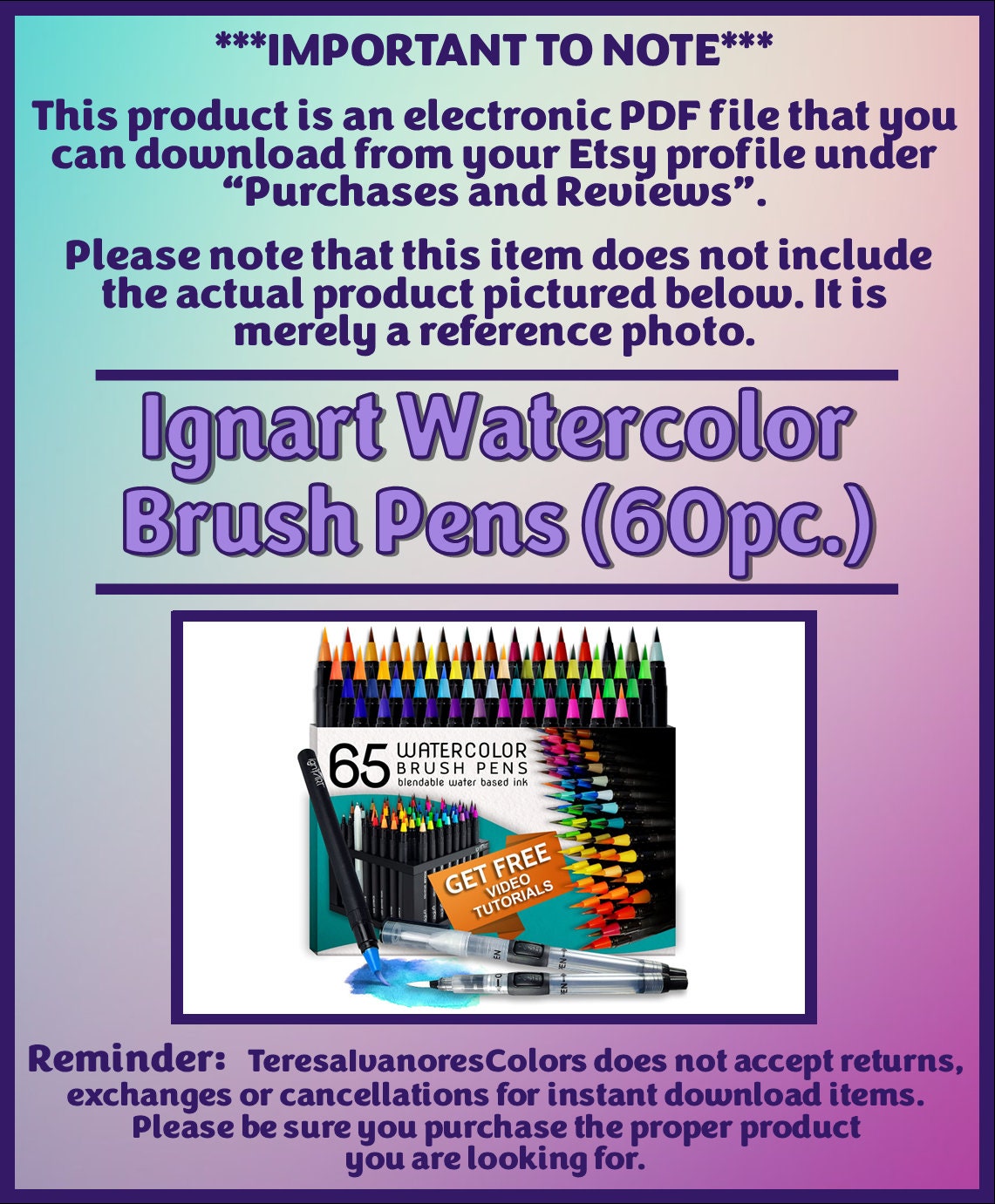 60 Watercolor Brush Pen Set - IGNART